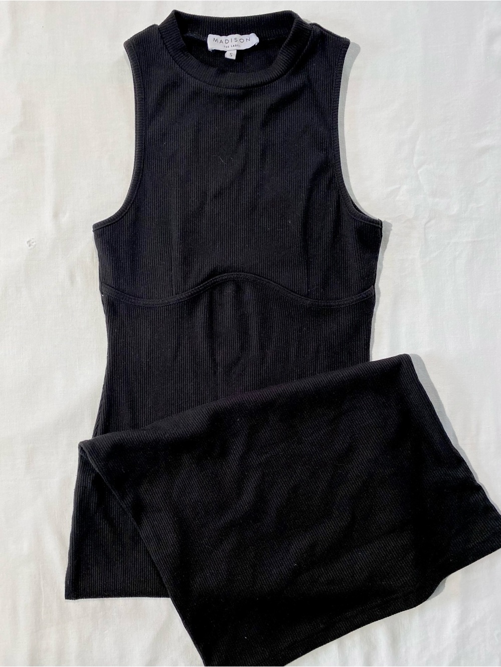 MADISON Black Ribbed Sleeveless Tank Top
